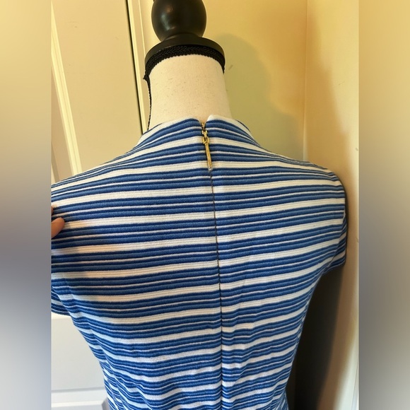 Lilly Pulitzer bree bay Blue Striped Midi Dress v neck fit and flare - Picture 8 of 13